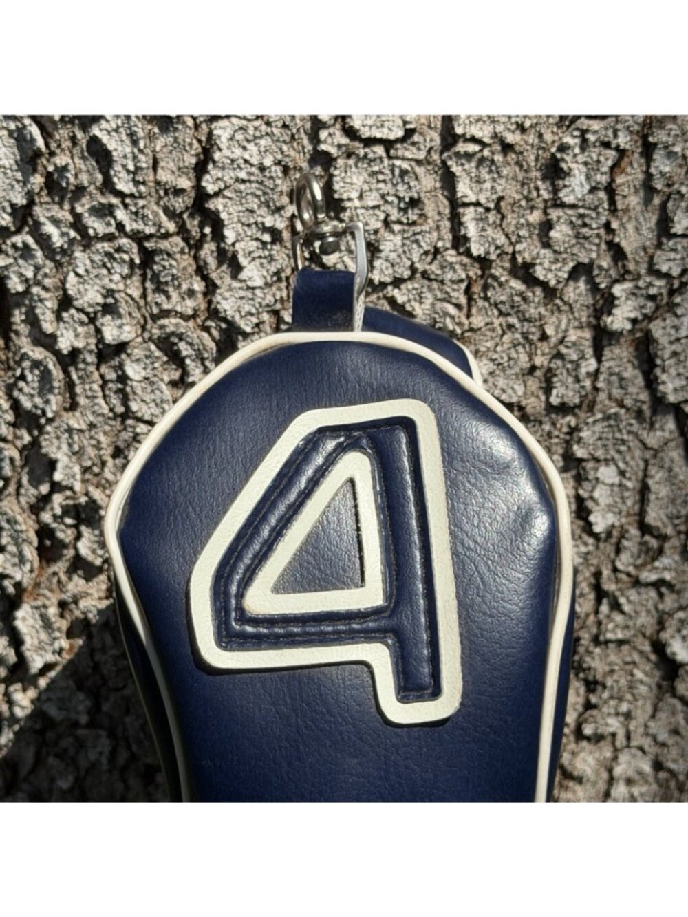 Vintage #4 Golf Club Head Cover Navy Blue White Vinyl Fairway Wood Retro - Picture 2 of 10